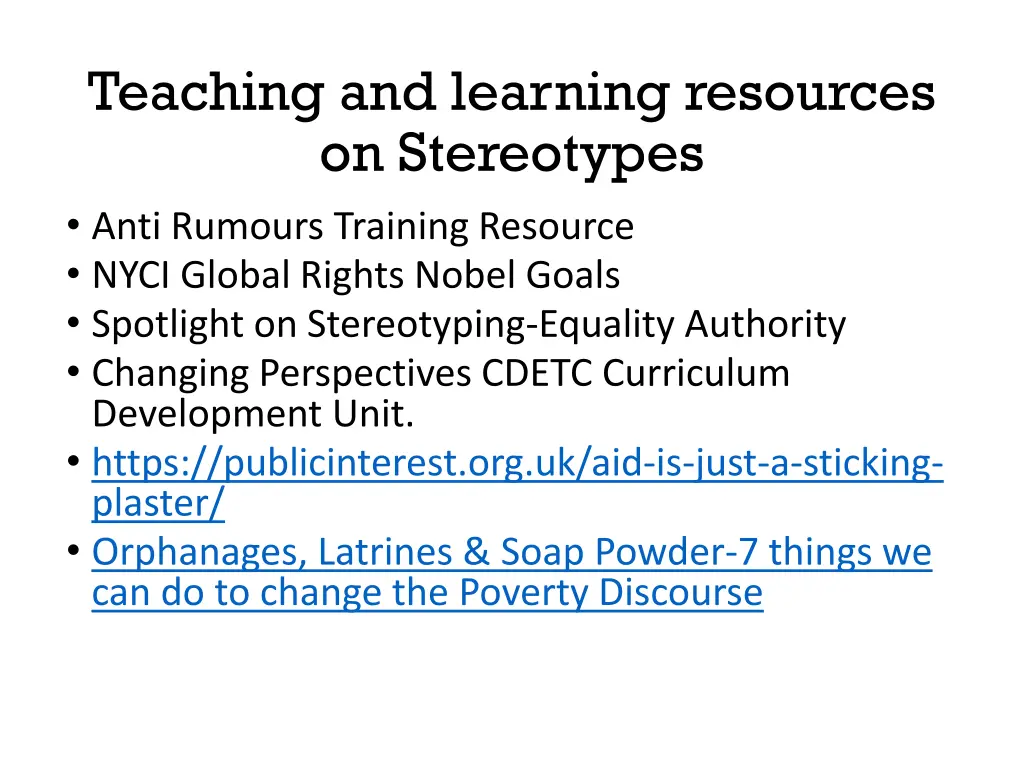 teaching and learning resources on stereotypes