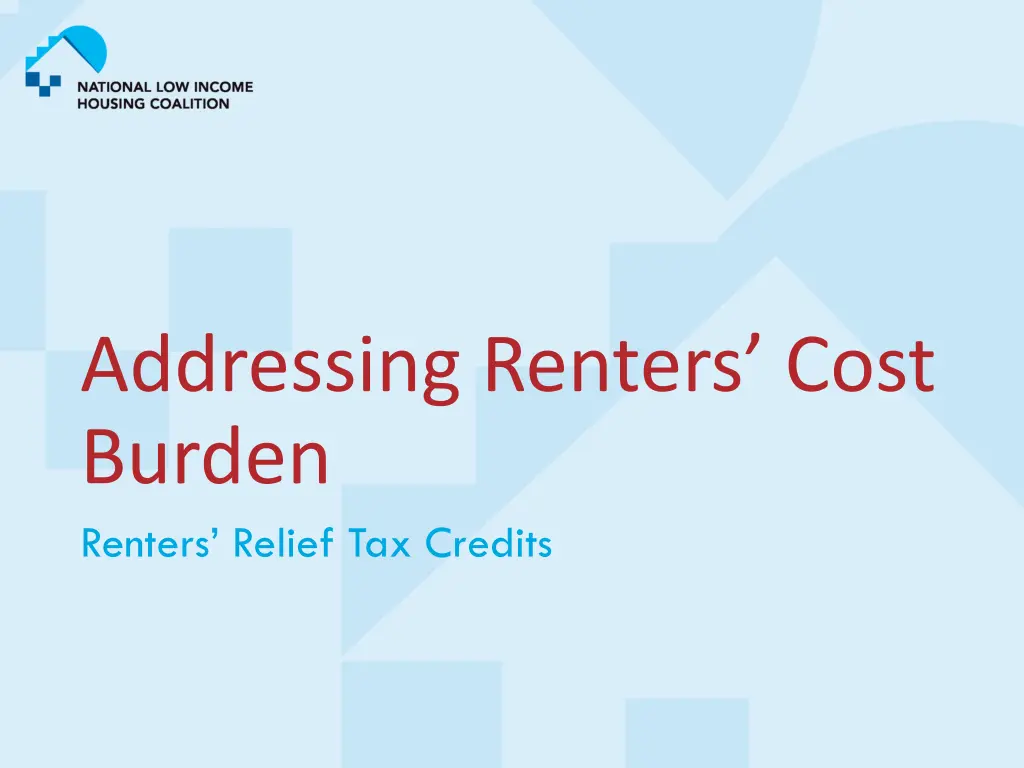addressing renters cost burden renters relief