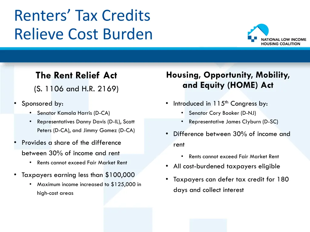 renters tax credits relieve cost burden