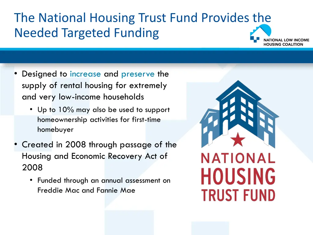 the national housing trust fund provides