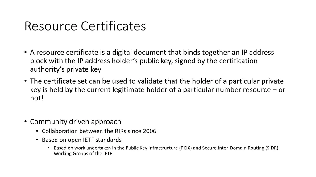 resource certificates