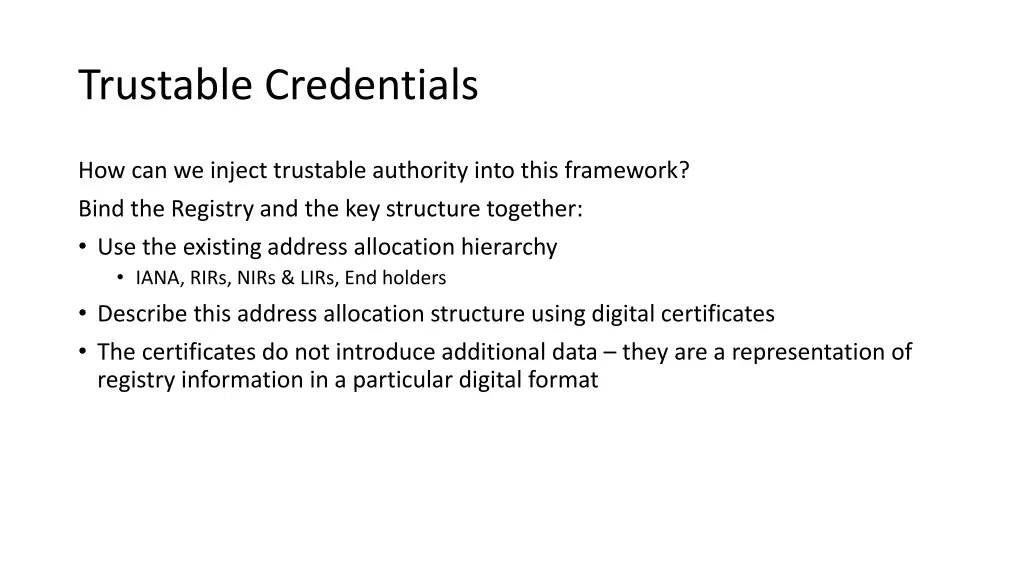 trustable credentials 1