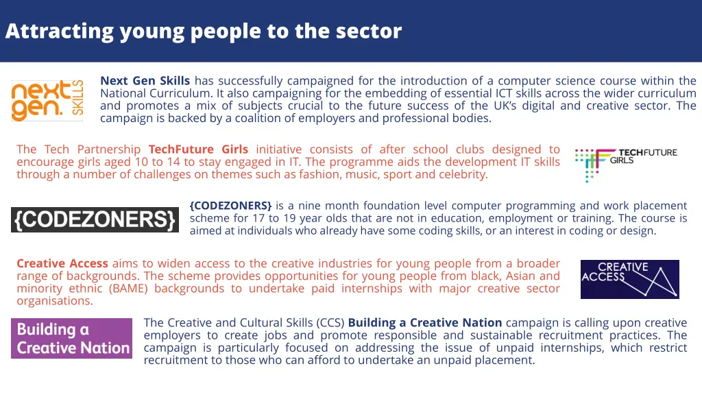attracting young people to the sector
