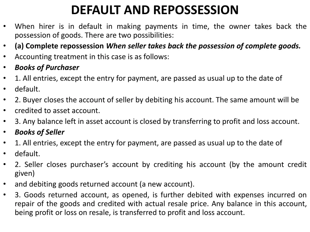 default and repossession