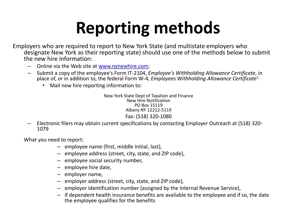 reporting methods