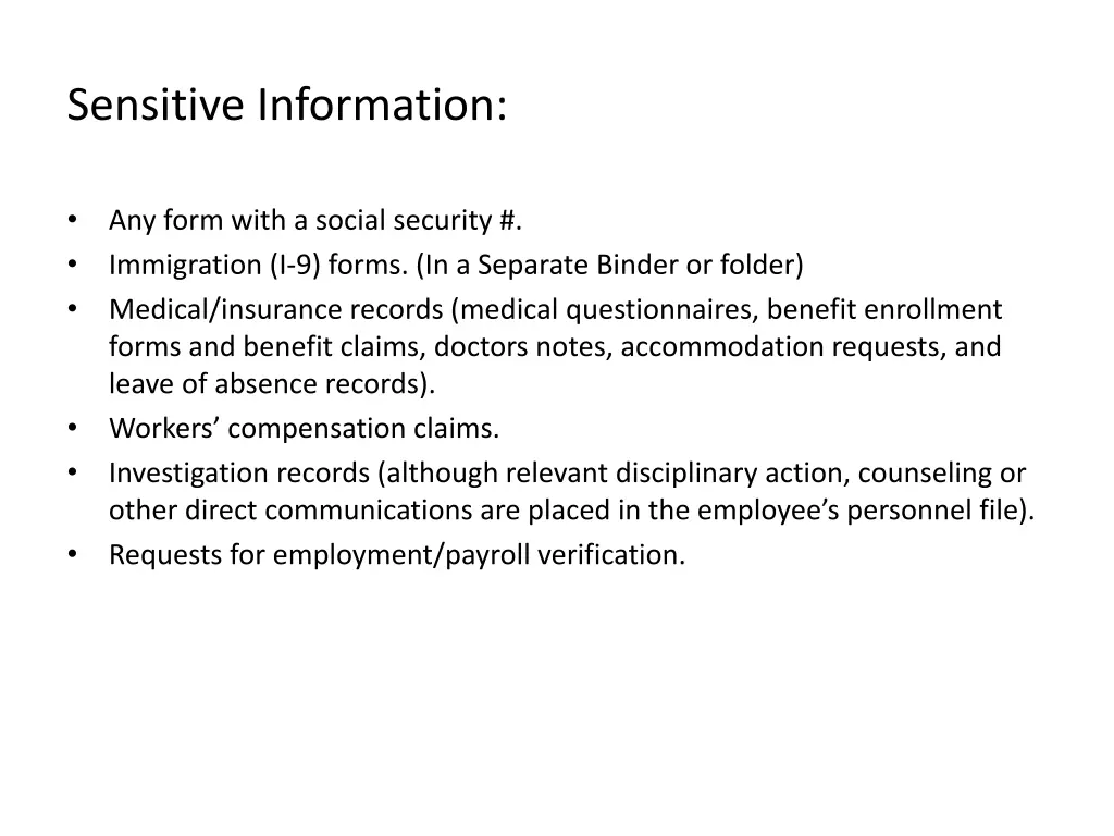 sensitive information