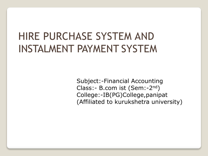 hire purchase system and instalment payment system