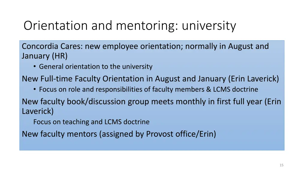 orientation and mentoring university