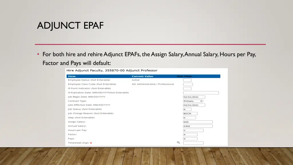 adjunct epaf