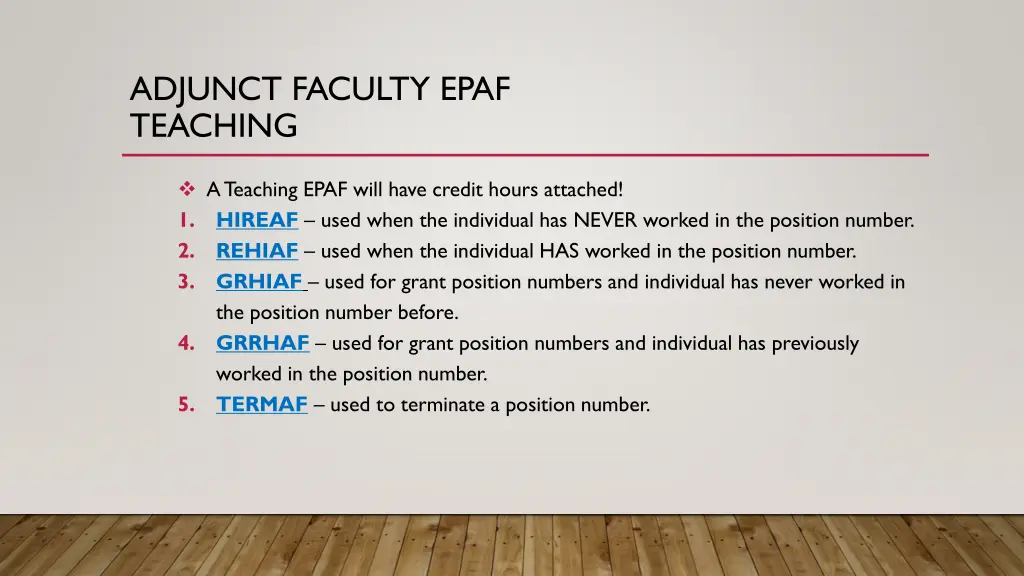 adjunct faculty epaf teaching