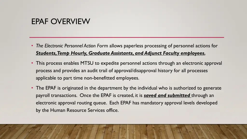 epaf overview