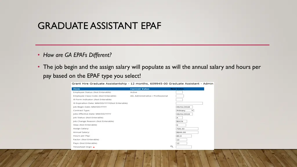graduate assistant epaf