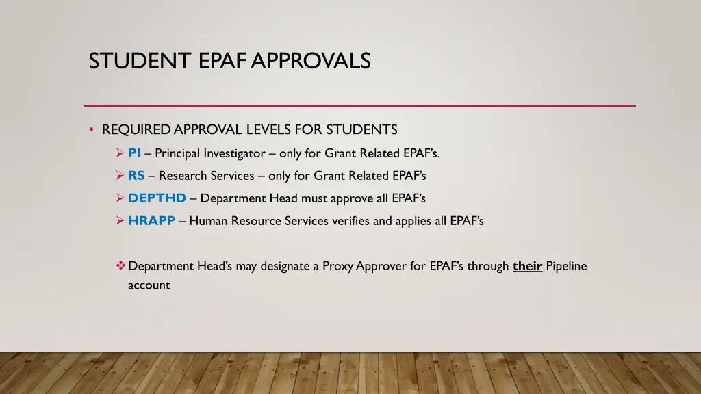 student epaf approvals