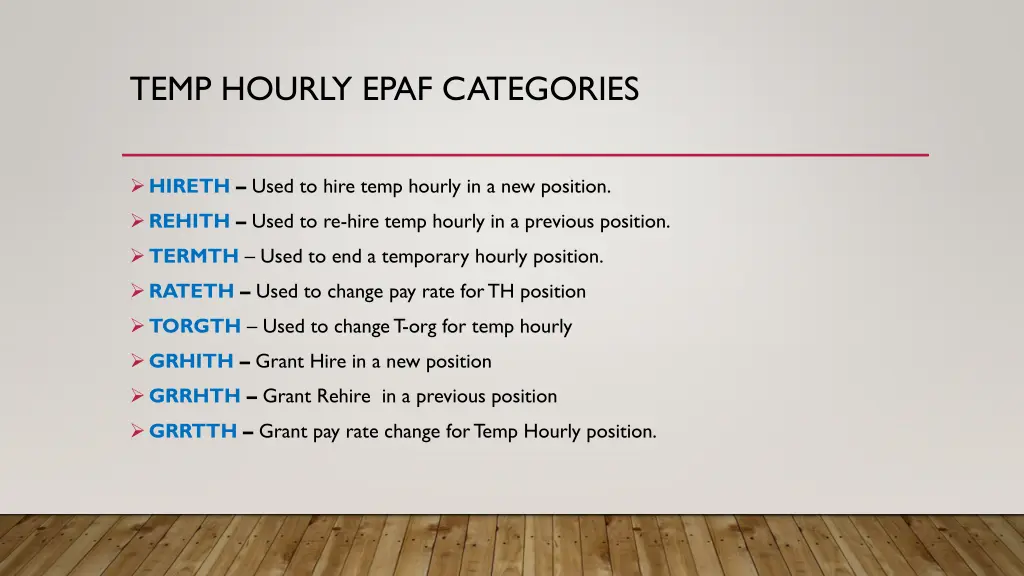 temp hourly epaf categories