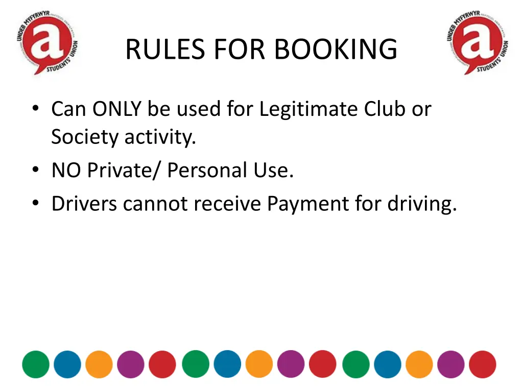 rules for booking