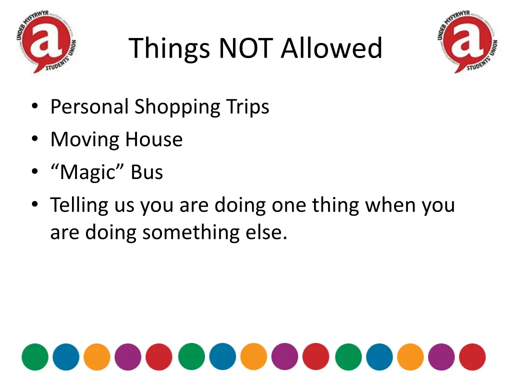 things not allowed