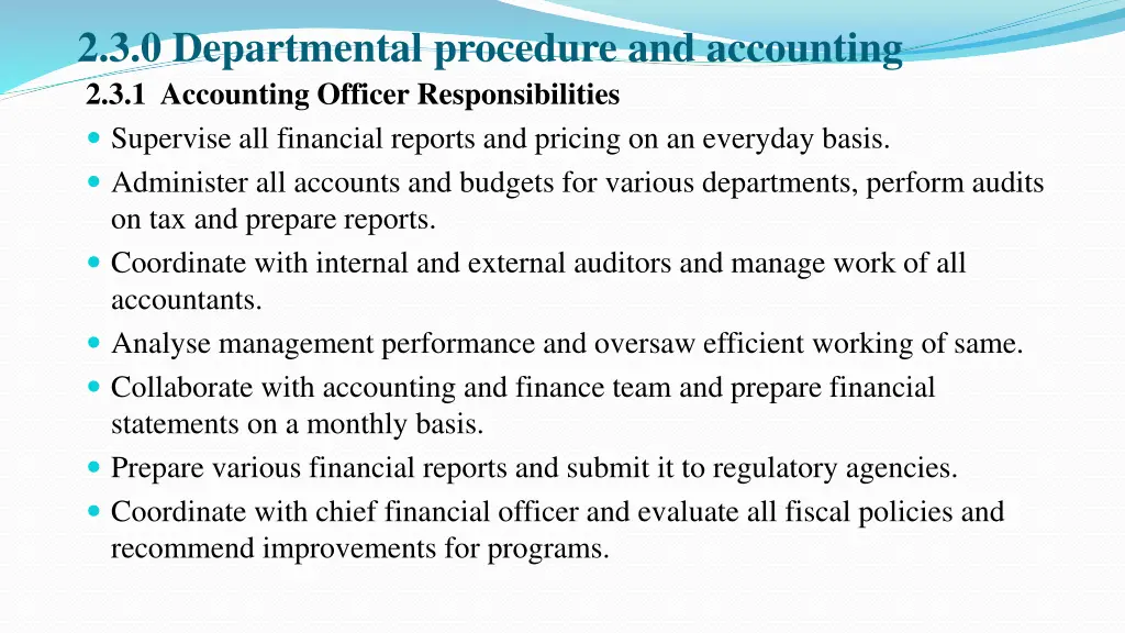 2 3 0 departmental procedure and accounting