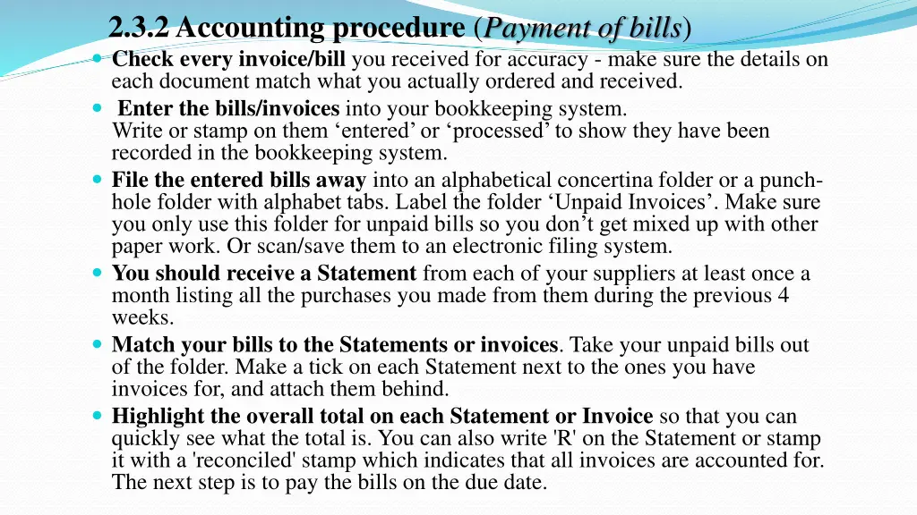 2 3 2 accounting procedure payment of bills check