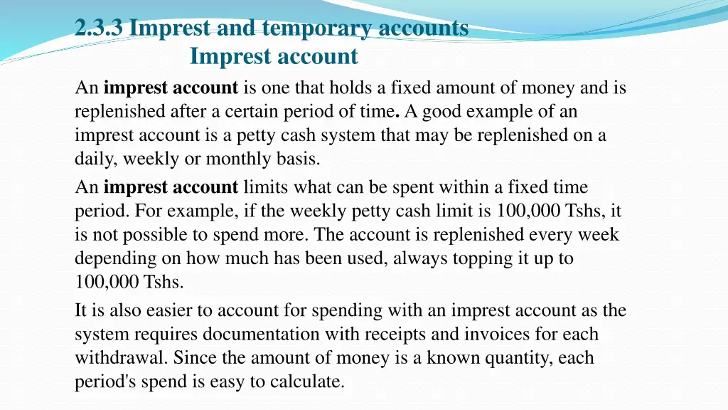 2 3 3 imprest and temporary accounts imprest 1