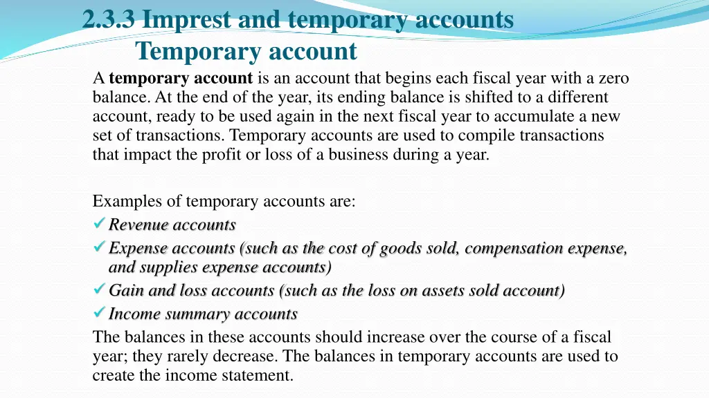 2 3 3 imprest and temporary accounts temporary
