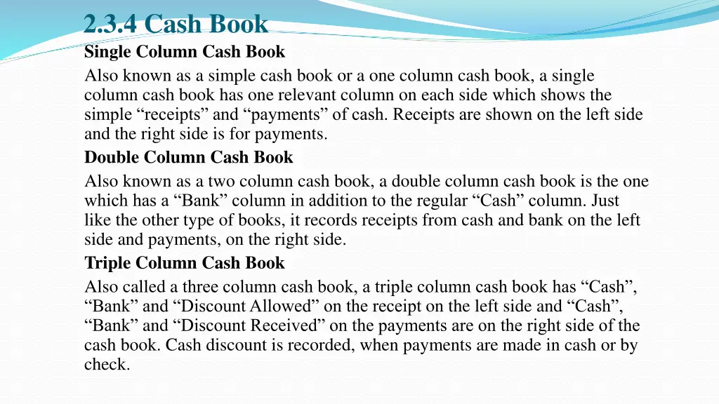 2 3 4 cash book single column cash book also