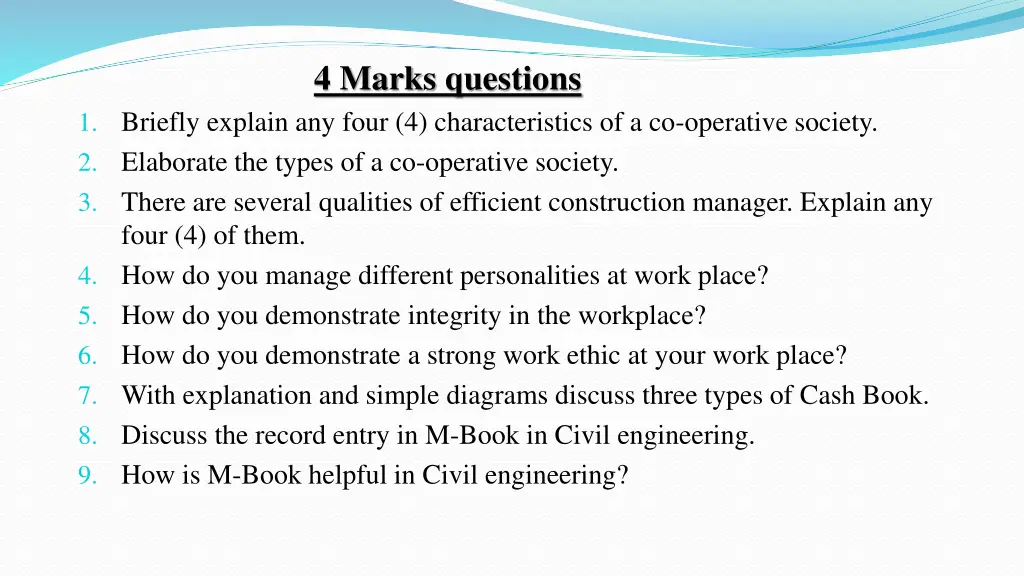 4 marks questions