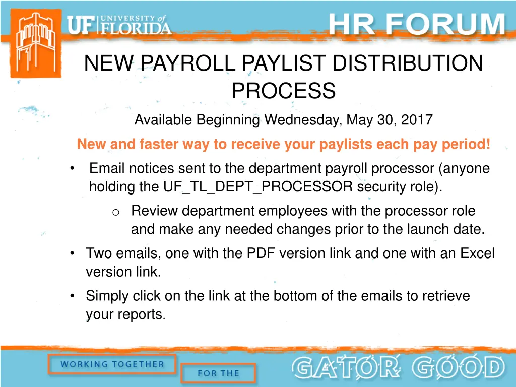 new payroll paylist distribution process