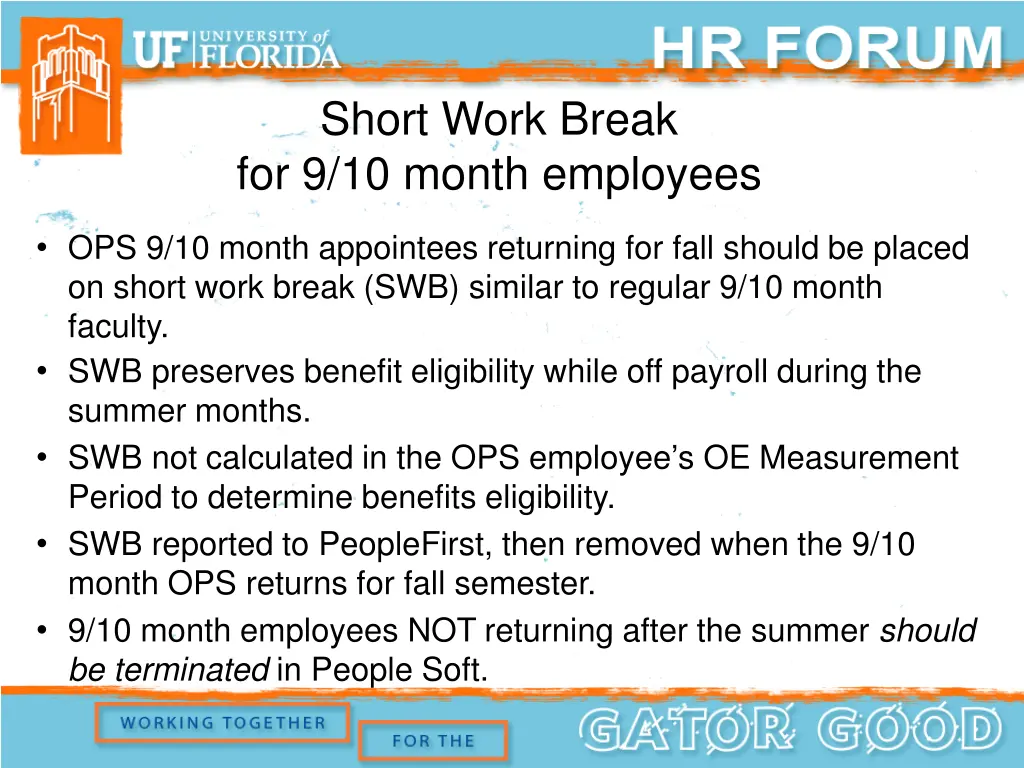 short work break for 9 10 month employees
