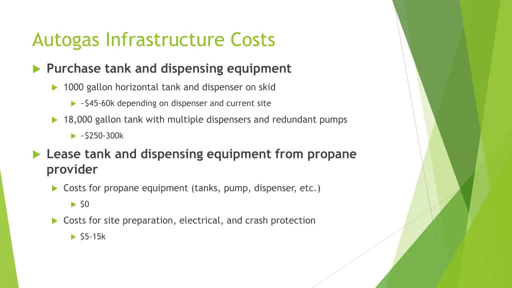 autogas infrastructure costs