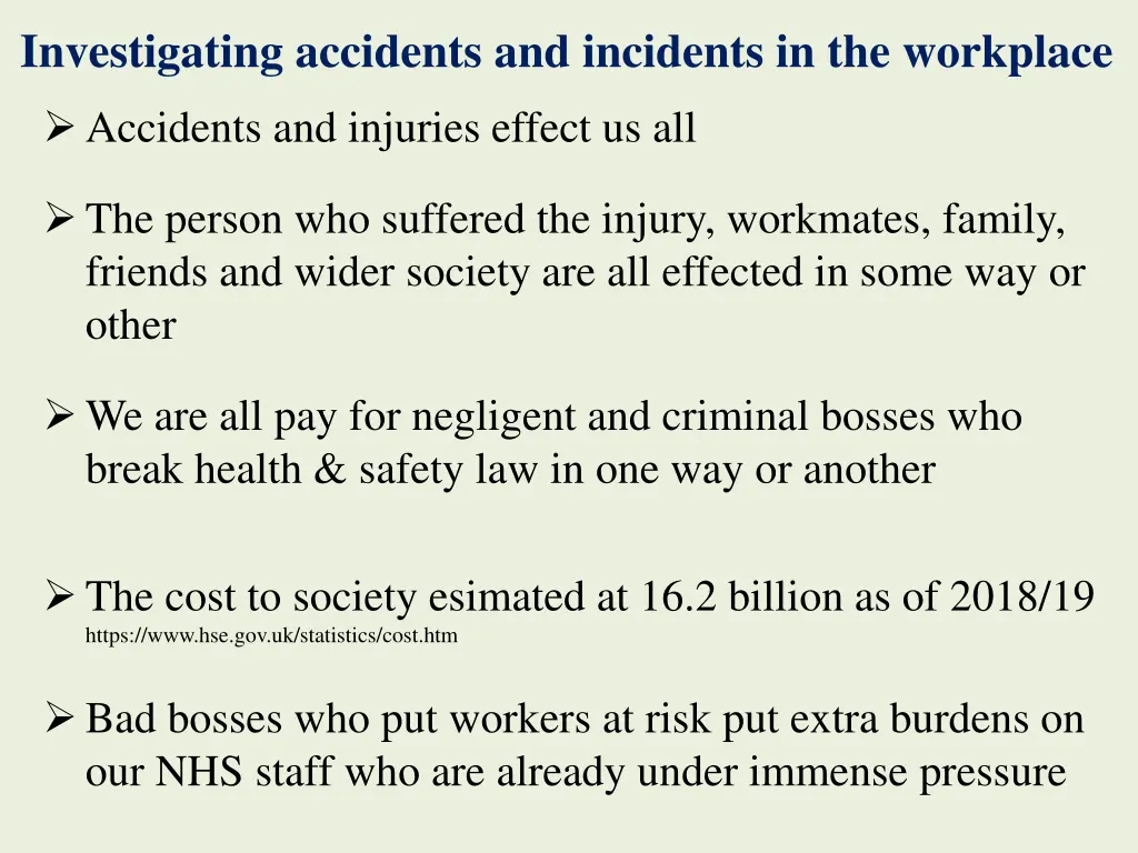 investigating accidents and incidents