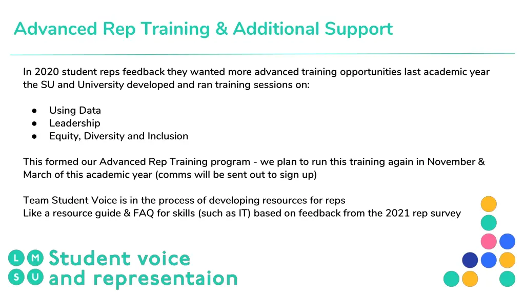 advanced rep training additional support