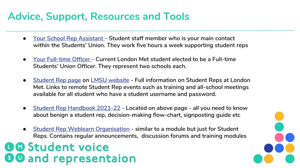 advice support resources and tools
