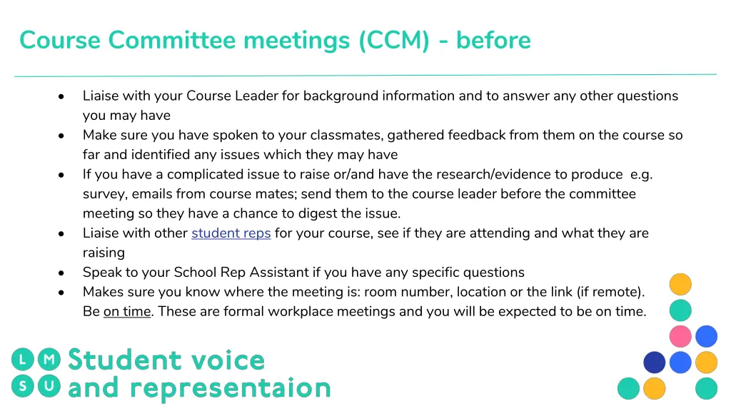 course committee meetings ccm before