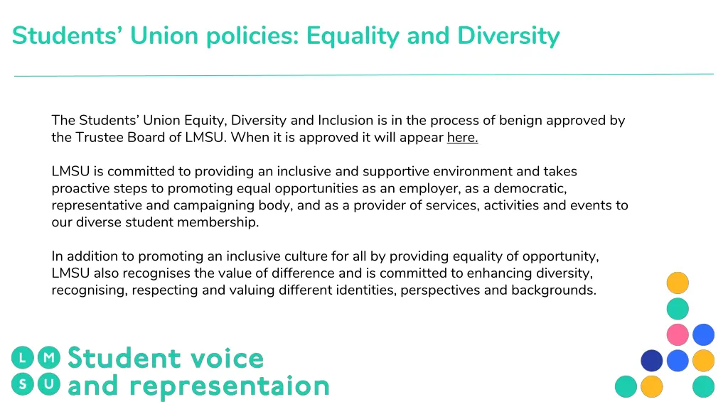 students union policies equality and diversity