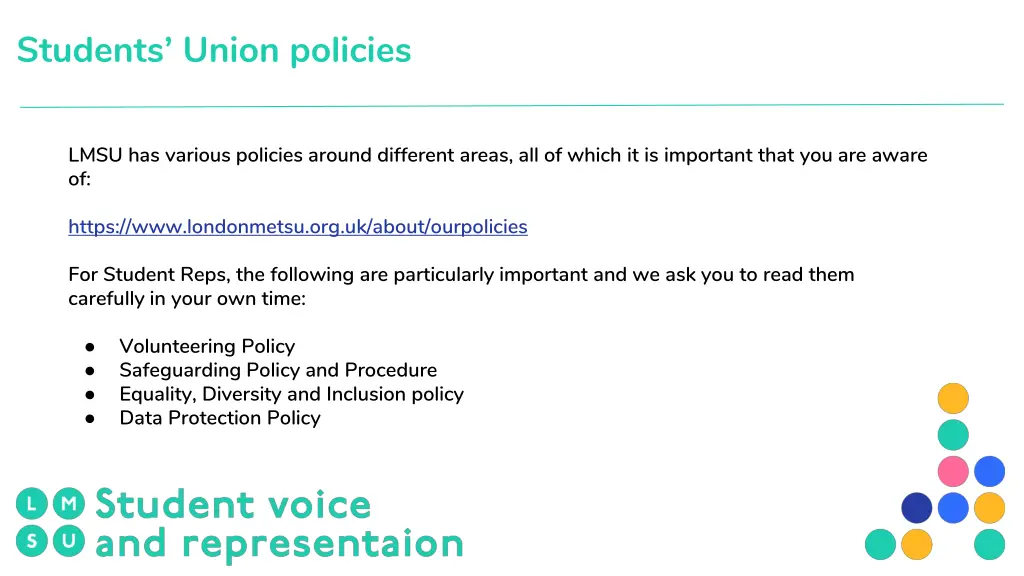 students union policies