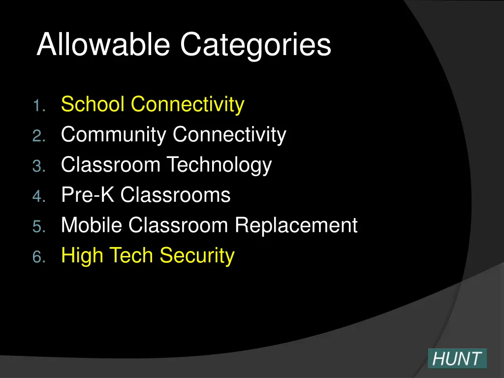 allowable categories