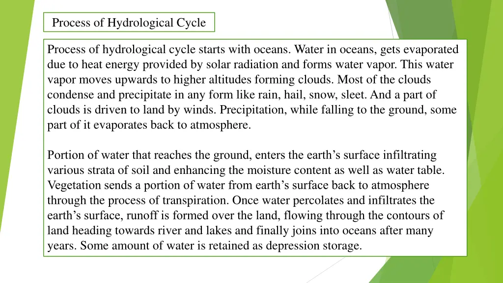 process of hydrological cycle