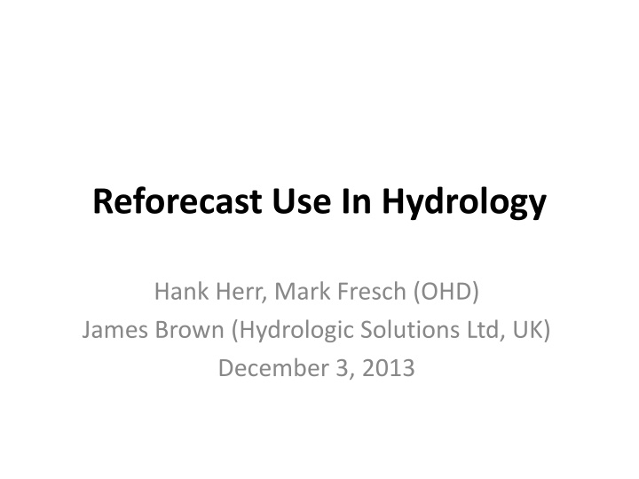 reforecast use in hydrology