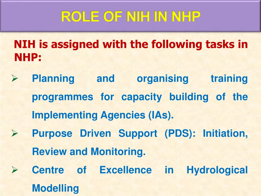 role of nih in nhp
