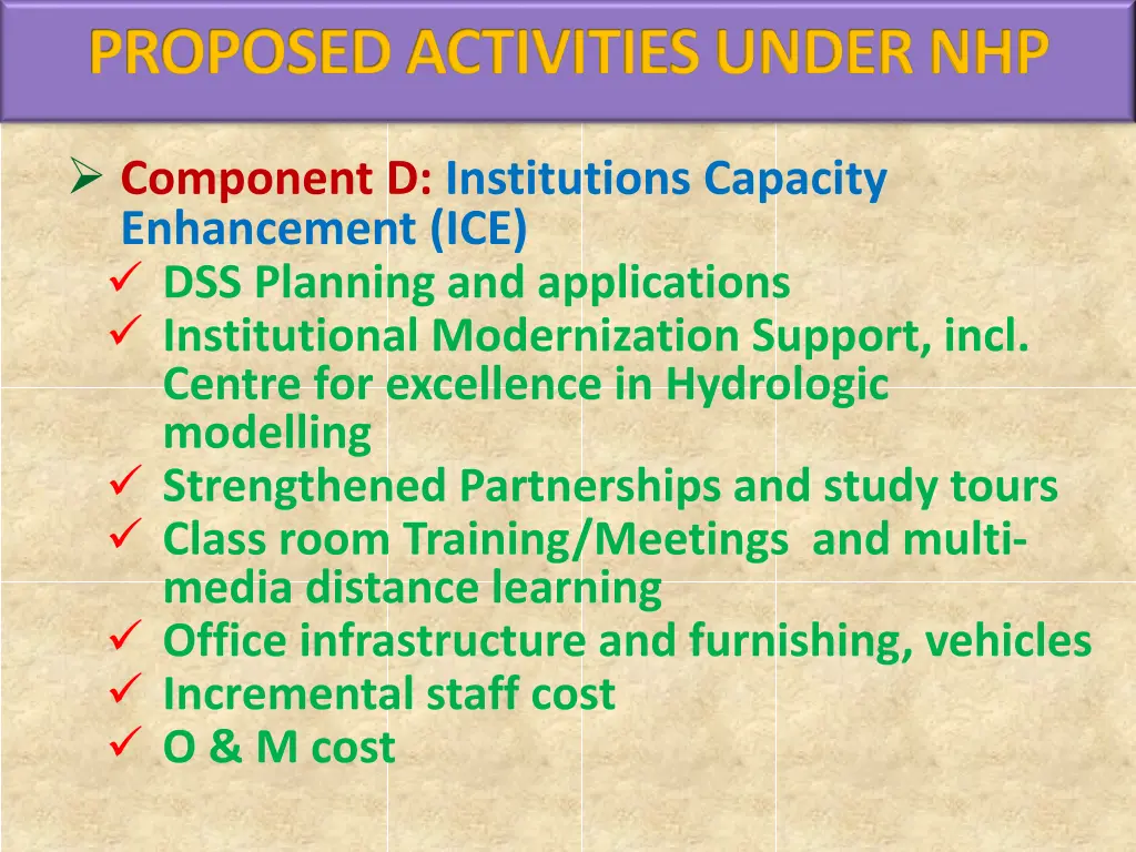 proposed activities under nhp 2