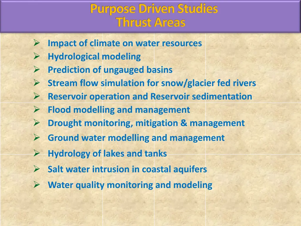 purpose driven studies thrust areas