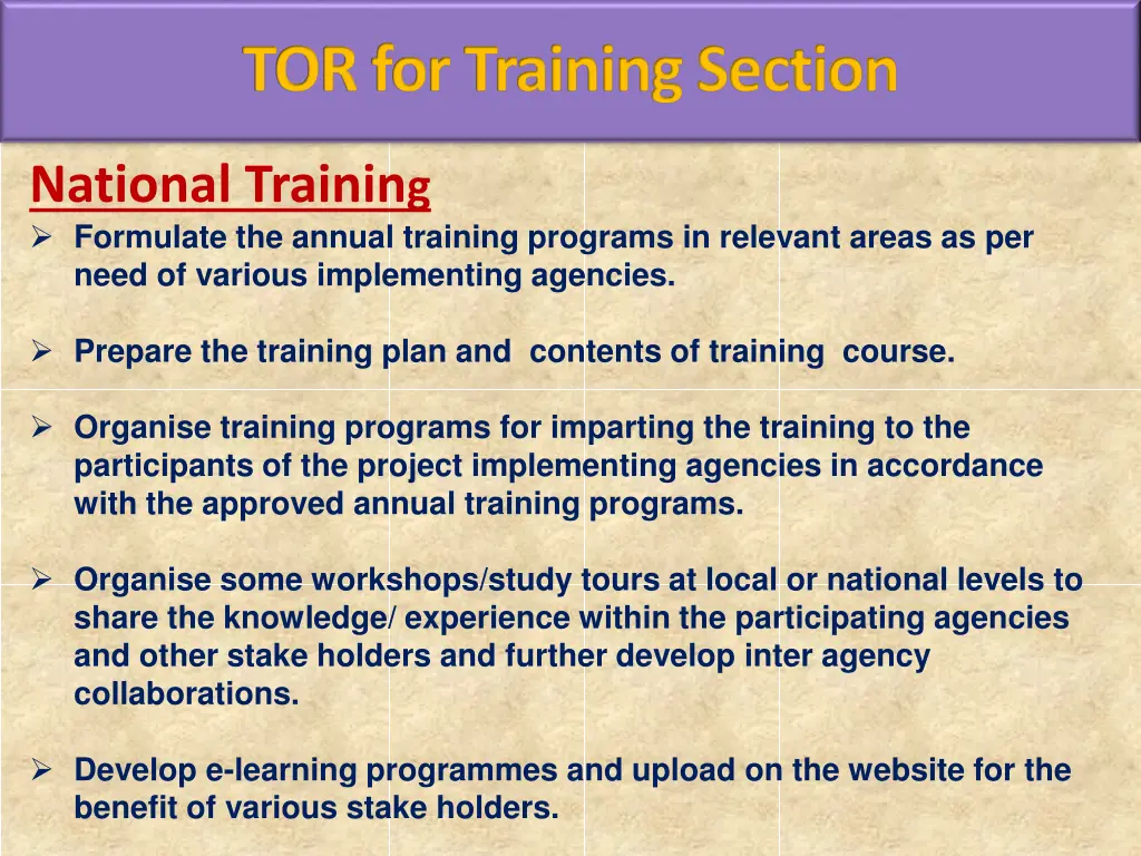 tor for training section