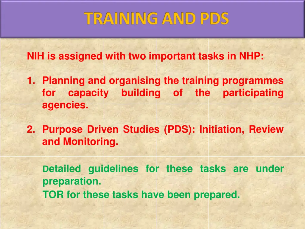 training and pds