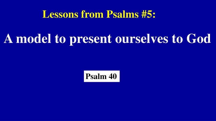 lessons from psalms 5