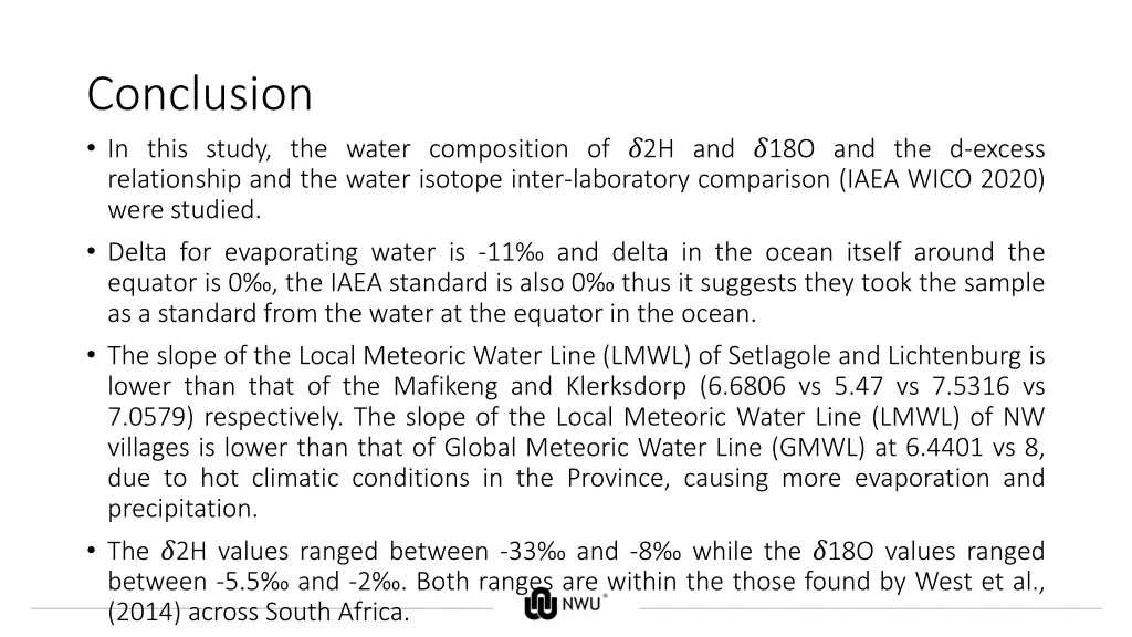 conclusion in this study the water composition