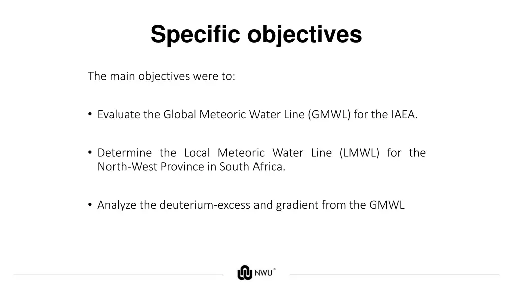 specific objectives