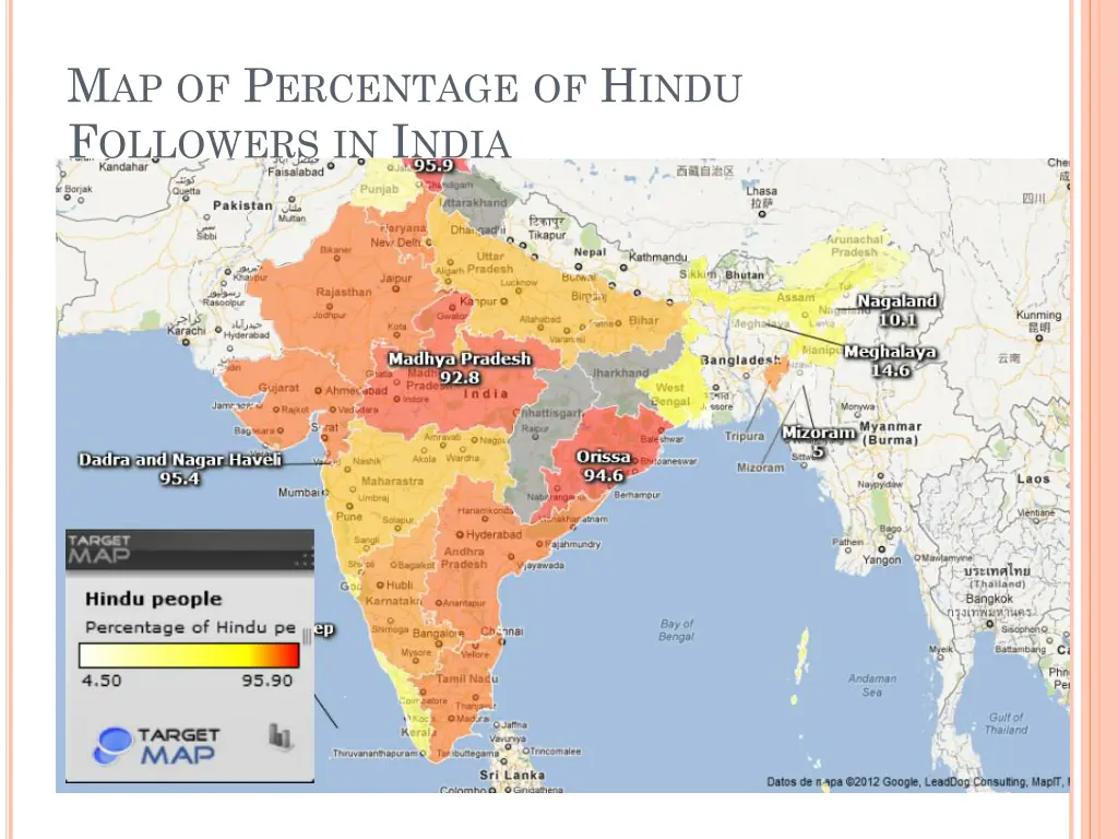 m ap of p ercentage of h indu f ollowers in i ndia