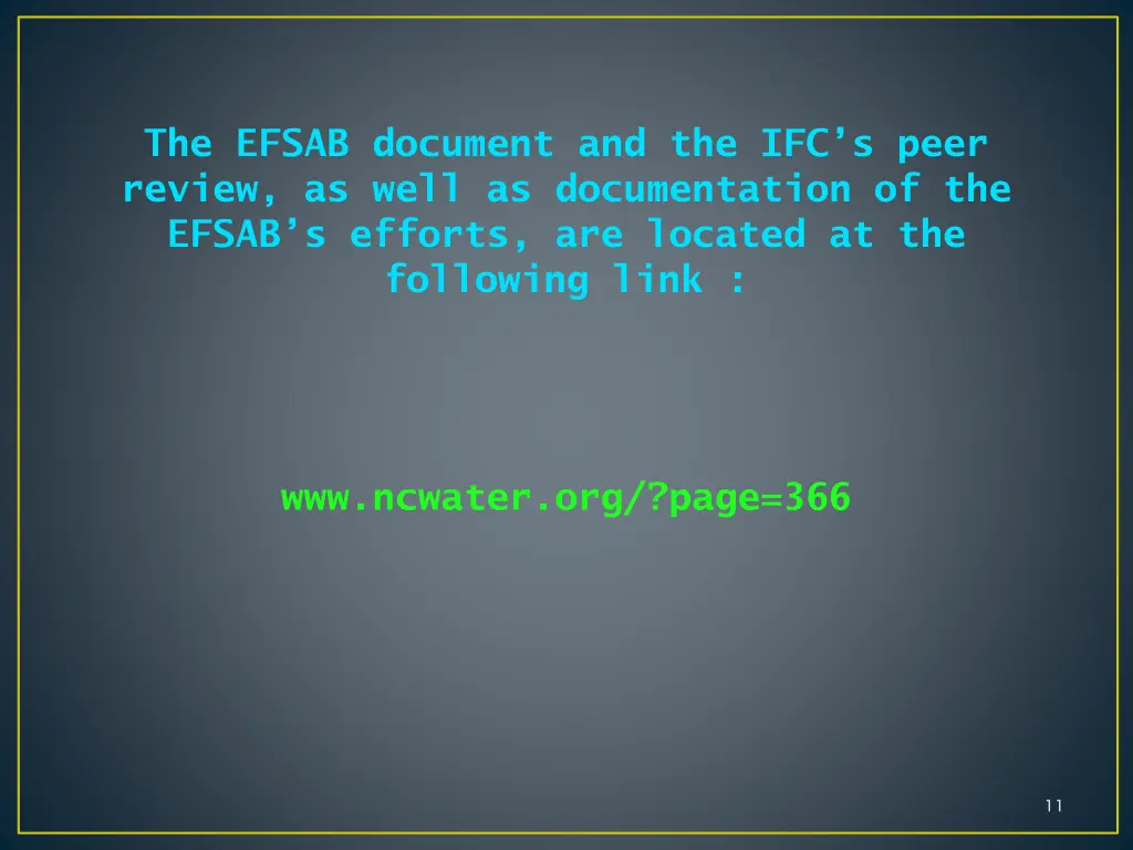 the efsab document and the ifc s peer review
