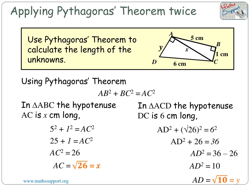 applying pythagoras theorem twice