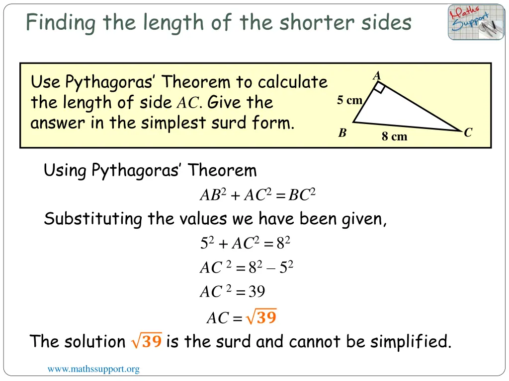finding the length of the shorter sides 1